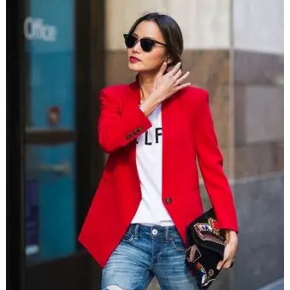 J. Crew Red Single-Button Blazer